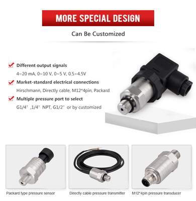 150Psi औद्योगिक दबाव ट्रांसमीटर सेंसर 4-20ma 12 ~ 36VDC